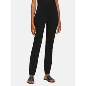 Eileen Fisher size S black system stretch ponte knit slim fit pants pull on HR